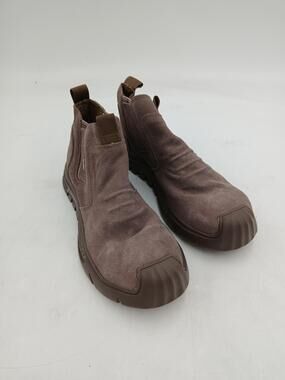 Brown Chelsea Boots Mens Suede Ankle Slip On Work Slip Resistant Shoes Size 10.5